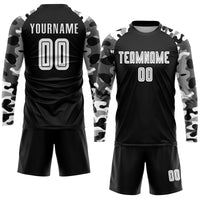 Custom Soccer Jersey - Black White-Camo Sublimation Uniform