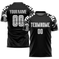 Custom Soccer Jersey - Black White-Camo Sublimation Uniform