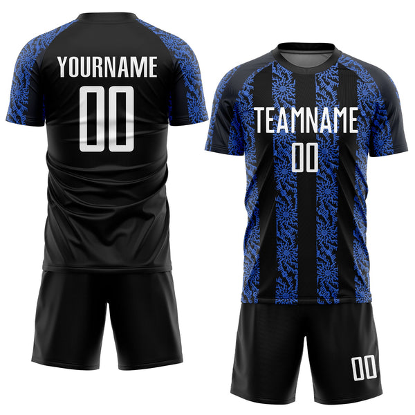 Custom Soccer Jersey - Black White-Royal Sublimation Uniform
