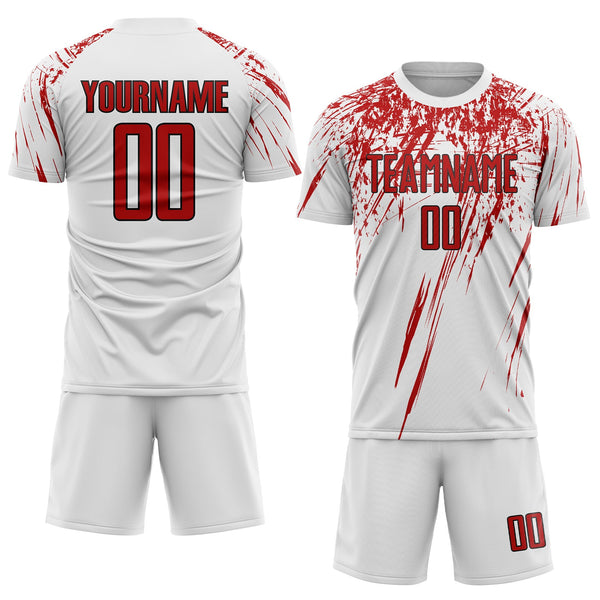 Custom Soccer Jersey - White Red-Black Sublimation Uniform