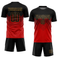 Custom Soccer Jersey - Red Black-Old Gold Sublimation Uniform