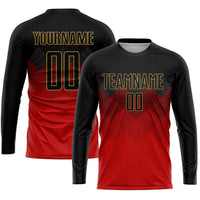 Custom Soccer Jersey - Red Black-Old Gold Sublimation Uniform