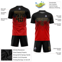 Custom Soccer Jersey - Red Black-Old Gold Sublimation Uniform