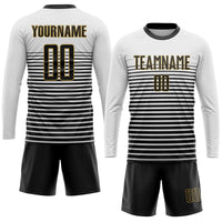Custom Soccer Jersey - White Black-Old Gold Sublimation Uniform