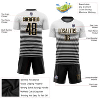 Custom Soccer Jersey - White Black-Old Gold Sublimation Uniform