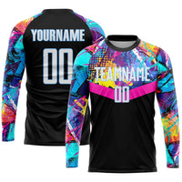 Custom Soccer Jersey - Black White-Light Blue Sublimation Uniform