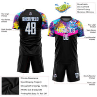 Custom Soccer Jersey - Black White-Light Blue Sublimation Uniform