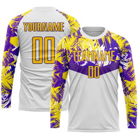 Custom Soccer Jersey - White Gold-Purple Sublimation Uniform