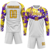 Custom Soccer Jersey - White Gold-Purple Sublimation Uniform