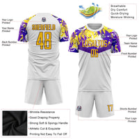 Custom Soccer Jersey - White Gold-Purple Sublimation Uniform