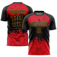 Custom Soccer Jersey - Black Red-Gold Sublimation Uniform