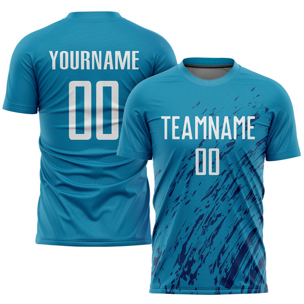 Custom Soccer Jersey - Panther Blue White-Black Sublimation Uniform