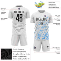 Custom Soccer Jersey - White Black-Light Blue Sublimation Uniform