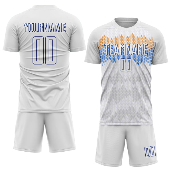 Custom Soccer Jersey - White Royal Sublimation Uniform