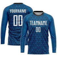 Custom Soccer Jersey - Blue White-Black Sublimation Uniform