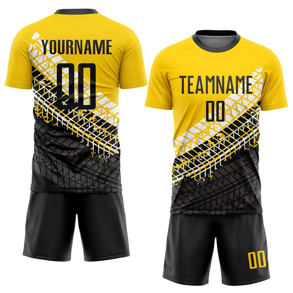 Custom Soccer Jersey - Gold Black-White Sublimation Uniform