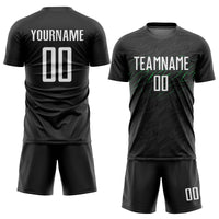 Custom Soccer Jersey - Black White-Neon Green Sublimation Uniform