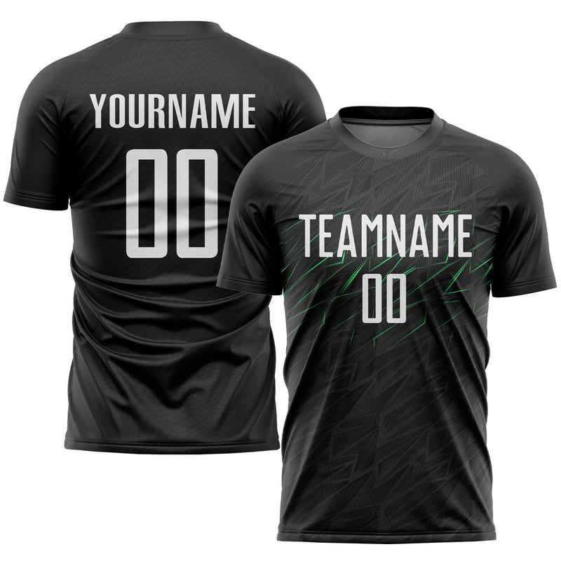 Custom Soccer Jersey - Black White-Neon Green Sublimation Uniform