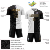 Custom Soccer Jersey - White Black-Old Gold Sublimation Split Fashion Uniform