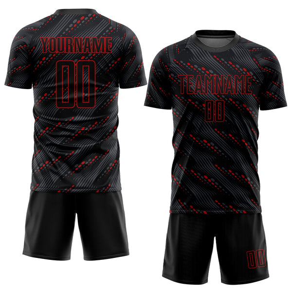 Custom Soccer Jersey - Black Red Sublimation Uniform