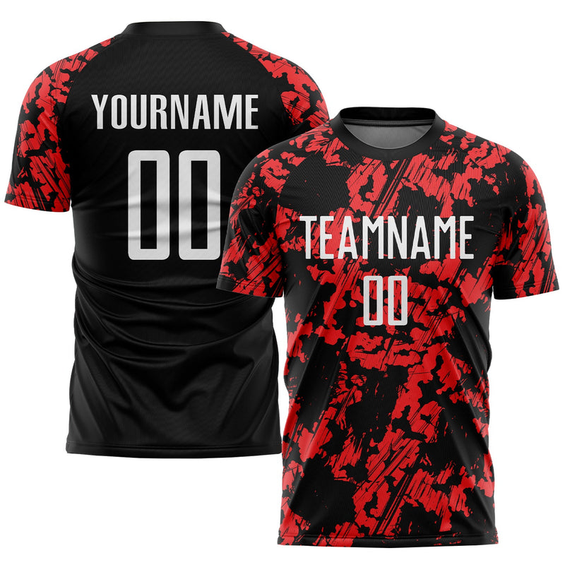Custom Soccer Jersey - Red White-Black Sublimation Uniform