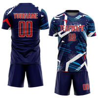 Custom Soccer Jersey - Navy Red-White Sublimation Uniform