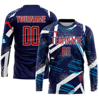 Custom Soccer Jersey - Navy Red-White Sublimation Uniform