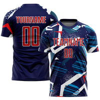 Custom Soccer Jersey - Navy Red-White Sublimation Uniform