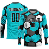 Custom Soccer Jersey - Aqua Black-White Sublimation Uniform