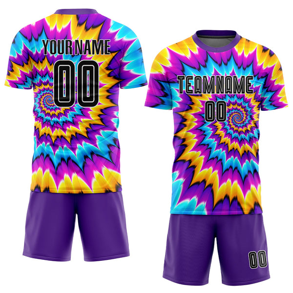 Custom Soccer Jersey - Tie Dye Black-White Sublimation Uniform