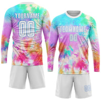 Custom Soccer Jersey - Tie Dye White-Light Blue Sublimation Uniform
