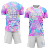 Custom Soccer Jersey - Tie Dye White-Light Blue Sublimation Uniform