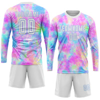 Custom Soccer Jersey - Tie Dye White-Light Blue Sublimation Uniform
