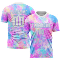Custom Soccer Jersey - Tie Dye White-Light Blue Sublimation Uniform