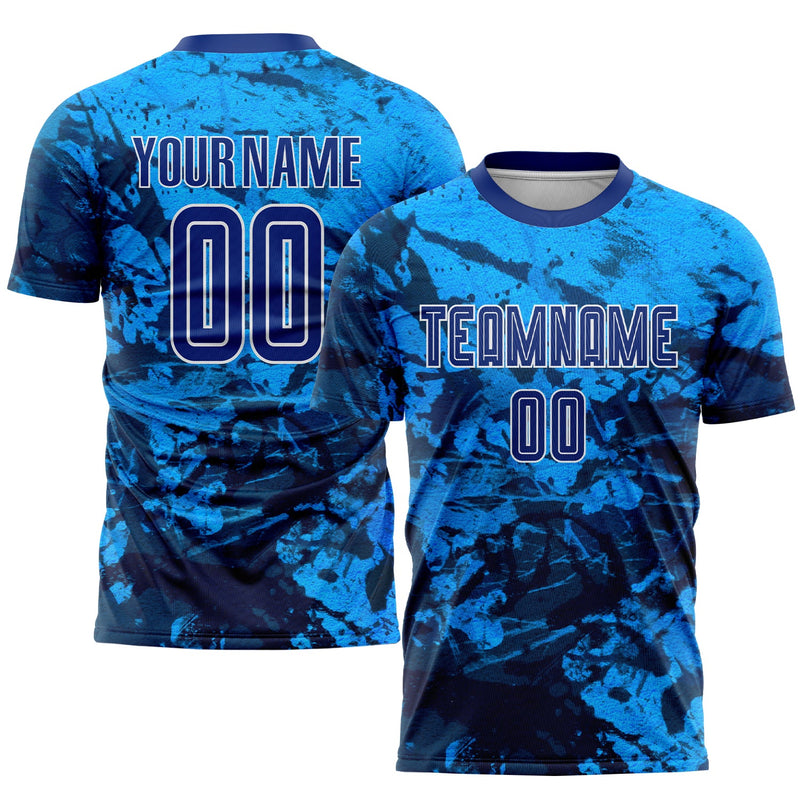 Custom Soccer Jersey - Tie Dye Royal-White Sublimation Uniform