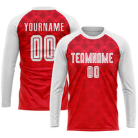 Custom Soccer Jersey - Red White Away Sublimation Uniform