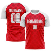 Custom Soccer Jersey - Red White Away Sublimation Uniform