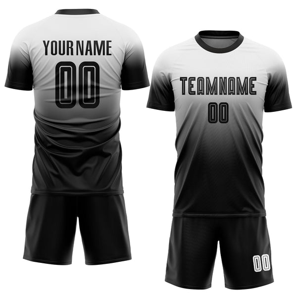 Custom Soccer Jersey - White Black Sublimation Fade Fashion Uniform