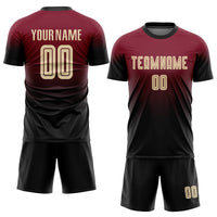 Custom Soccer Jersey - Crimson Cream-Black Sublimation Fade Fashion Uniform