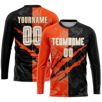 Custom Soccer Jersey - Graffiti Pattern White Black Orange-Old Gold Scratch Sublimation Uniform