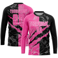 Custom Soccer Jersey - Graffiti Pattern Pink Black-White Scratch Sublimation Uniform