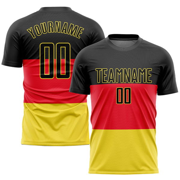 Custom Soccer Jersey - Red Black-Gold Sublimation German Flag Uniform