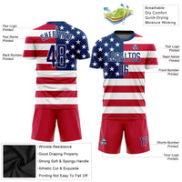 Custom Soccer Jersey - Red Royal-White Sublimation American Flag Uniform