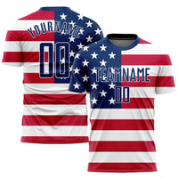 Custom Soccer Jersey - Red Royal-White Sublimation American Flag Uniform