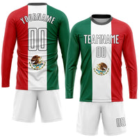 Custom Soccer Jersey - Kelly Green White Red-Black Sublimation Mexican Flag Uniform