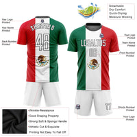 Custom Soccer Jersey - Kelly Green White Red-Black Sublimation Mexican Flag Uniform