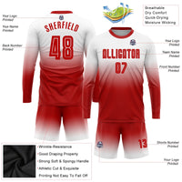 Custom Soccer Jersey - White Red Sublimation Long Sleeve Fade Fashion Uniform