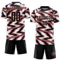 Custom Soccer Jersey - White Black-Red Sublimation Uniform