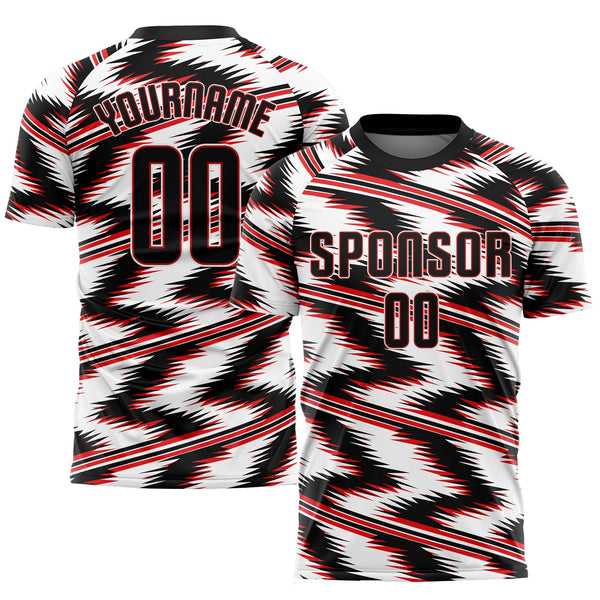 Custom Soccer Jersey - White Black-Red Sublimation Uniform