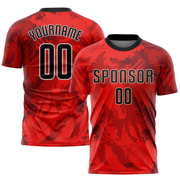 Custom Soccer Jersey - Red Black-White Sublimation Uniform